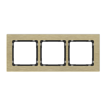 KARLIK DECO 8-12-DRA-3 Ramka uniwersalna potrójna - aluminium szczotkowane (ramka: kolor mosiężny; spód: czarny)