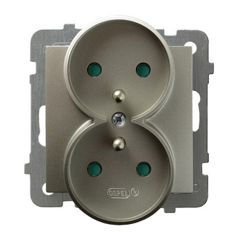 Ospel as GP-2GRZP/m/45 Gniazdo podwójne z uziemieniem z przesłonami torów prądowych, moduł bez ramki