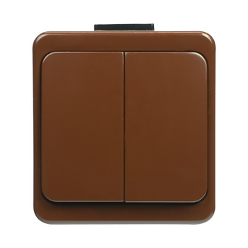 Łącznik podwójny n/t 10A, 250V,  świecznikowy IP44, SMART, brązowy