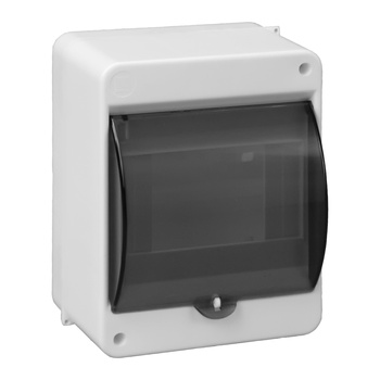 Obudowa modułowa natynkowa S-5, z szybką dymną, ze złączką N+PE, biała, IP40