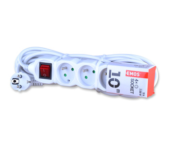 Emos p1410 przedłużacz 4 gniazda 10m z wyłącznikiem