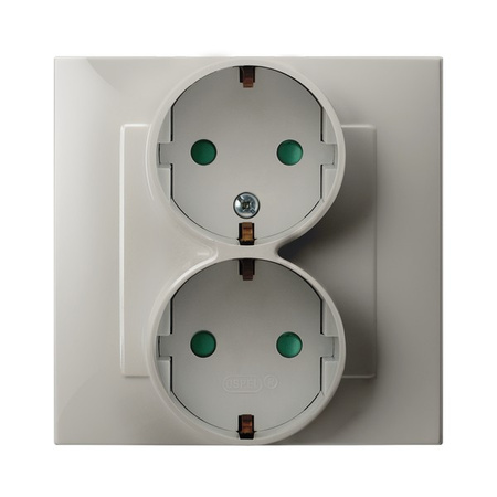 OSPEL SZAFIR GP-2ZSP/83 Gniazdo podwójne schuko z przesłonami