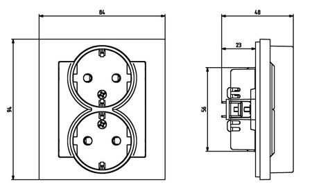 OSPEL SONATA GP-2RS/33 Gniazdo podwójne z/u schuko kompletne