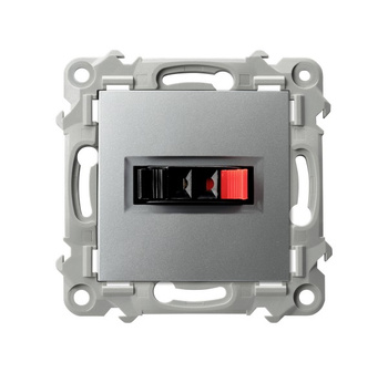 OSPEL SZAFIR GG-1Z/m/18 Gniazdo głośnikowe pojedyncze srebro