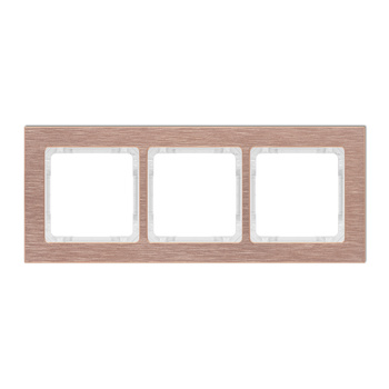 KARLIK DECO 9-0-DRA-3 Ramka uniwersalna potrójna - aluminium szczotkowane (ramka: kolor miedziany; spód: biały)