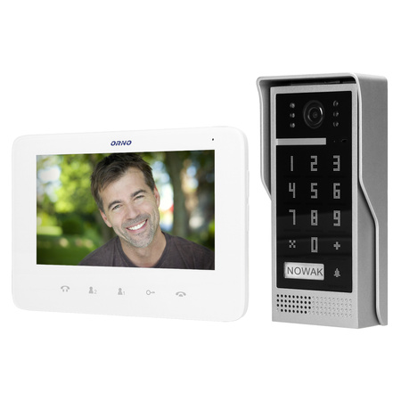 Zestaw wideodomofonowy bezsłuchawkowy, kolor, LCD 7", z szyfratorem, natynkowy, biały, DICO