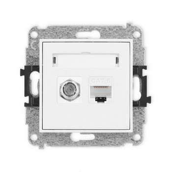 KARLIK MINI 25MGFK-3  Gniazdo antenowe pojedyńcze typu F (SAT) + gniazda komp. poj. 1xRJ45