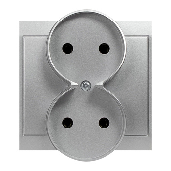 Gniazdo podwójne p/t 2x2P Luna, 16A, 250V, PT-5LR, srebrny