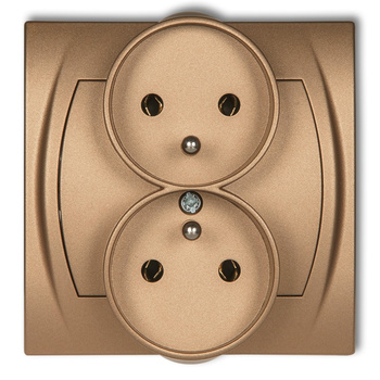 KARLIK LOGO 8LGPR-2z  Gniazdo podwójne do ramki poziomej z uziemieniem 2x(2P+Z) (bez przesłon torów prądowych)