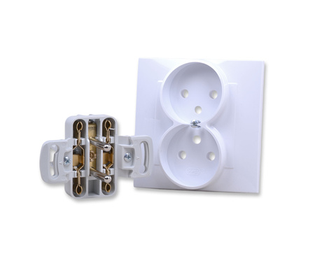 OSPEL SZAFIR GP-2ZZ/00 Gniazdo podwójne z uziemieniem kompletne z ramką