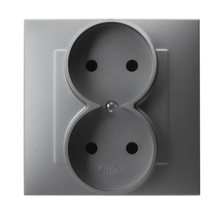 OSPEL SZAFIR GP-2Z/70 Gniazdo podwójne kompletne z ramką szary