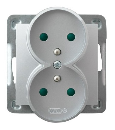 OSPEL IMPRESJA GP-2YRZP/m/18 Gniazdo podwójne z/u przesłony torów moduł