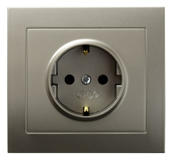 OSPEL KIER GP-1WS/45 Gniazdo pojedyncze z uziemieniem schuko satyna