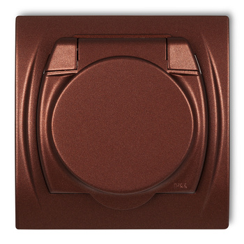 KARLIK LOGO 9LGPB-1sp  Gniazdo bryzgoszczelne z uziemieniem SCHUKO 2P+Z (klapka brązowy metalik