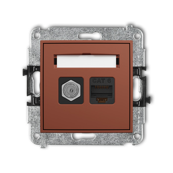 KARLIK ICON 63IGFK-3 Mechanizm gniazda antenowego poj. typu F (SAT) + gniazda komp. poj. 1xRJ45, kat. 6, 8-stykowy