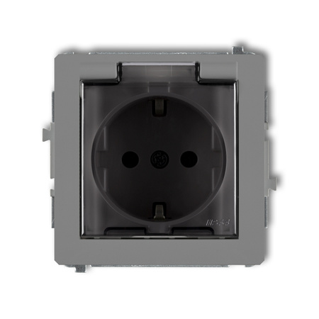 KARLIK DECO 27DGPB-1sdp Gniazdo bryzgoszczelne z uziemieniem SCHUKO 2P+Z (klapka dymna