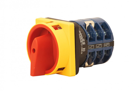 F-ELEKTRO F3.1086  Wyłącznik 16A L/P 3P tablicowy zamykany żół-czerw.