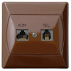 OSPEL AKCENT GPKT-A/F/24 Gniazdo sieciowe RJ 45 kat. 5e + RJ 11 brąz