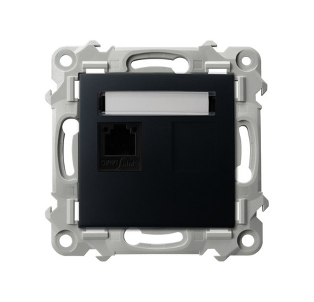 OSPEL SZAFIR GPT-1Z/m/33 Gniazdo telefoniczne pojedyncze czarny metalik