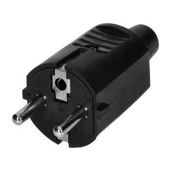 Wtyczka warsztatowa 2P+Z Uni-Schuko, czarna