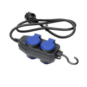 Przedłużacz warsztatowy bryzgoszczelny IP44, 4 gniazda (2+2) 2P+Z, IP44, przewód gumowy, H05RR-F 3x1,5mm², długość 5m