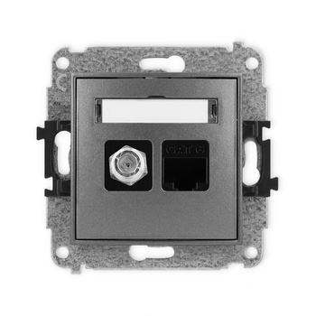 KARLIK ICON 11IGFK-3  Gniazdo antenowe pojedyńcze typu F (SAT) + gniazda komp. poj. 1xRJ45