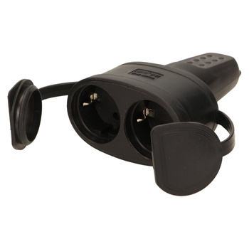 Bryzgoszczelne, podwójne gniazdo gumowe 2P+Z, IP44, wersja schuko