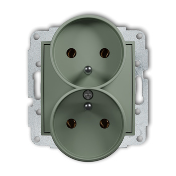 KARLIK ICON 61IGPR-2z Mechanizm gniazda podwójnego do ramki z uziemieniem 2x(2P+Z) (bez przesłon torów prądowych)