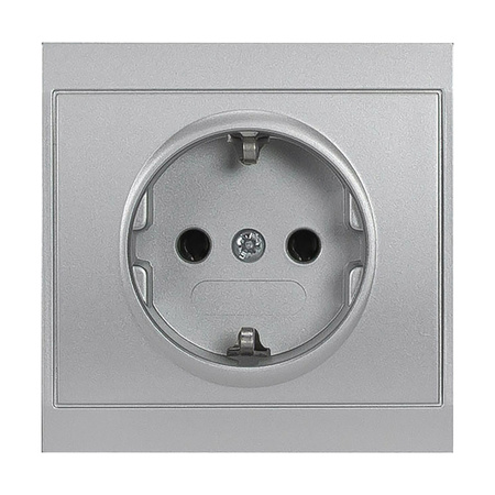 Gniazdo pojedyncze p/t 2P+Z, Schuko Luna, 16A, 250V, PT-17L, srebrny