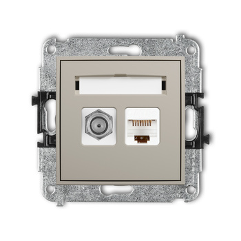 KARLIK MINI 60MGFK-1 Mechanizm gniazda antenowego poj. typu F (SAT) + gniazda komp. poj. 1xRJ45, kat. 5e, 8-stykowy