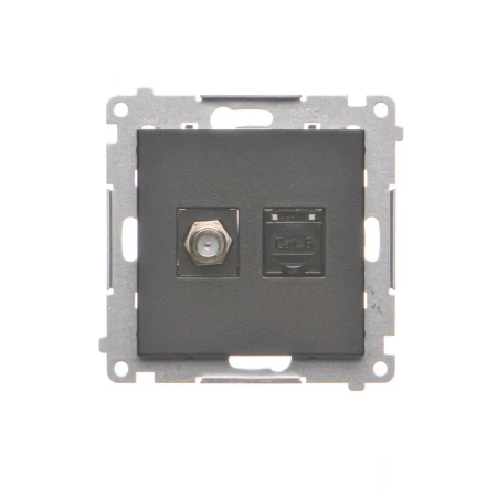 Kontakt-Simon 55 Gn. ant. „F” + RJ45 kat.6 (mod) TASFRJ45.01/149 Cz mat