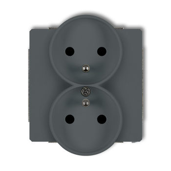KARLIK DECO 28DGPRSO-2zp  Gniazdo podwójne do ramki DECO Soft z uziemieniem 2x(2P+Z) (przesłony torów prądowych)