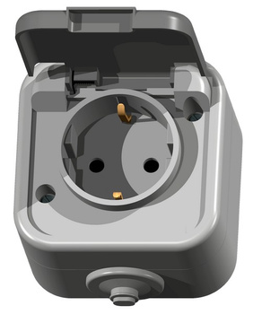 OSPEL DELFINA GNH-1DS/30/w Gniazdo pojedyncze z uziemieniem schuko