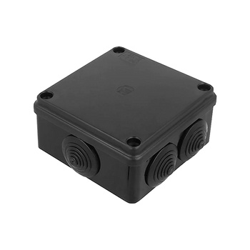 Puszka hermetyczna 100x100x50, 6 dławików, odporna na UV, czarna, IP65