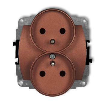 KARLIK TREND 9GPR-2zp  Gniazdo podwójne do ramki poziomej z uziemieniem 2x(2P+Z) (przesłony torów prądowych)