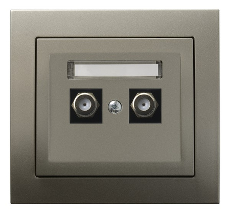 OSPEL KIER GPA-2WF/45 Gniazdo antenowe typu F podwójne satyna