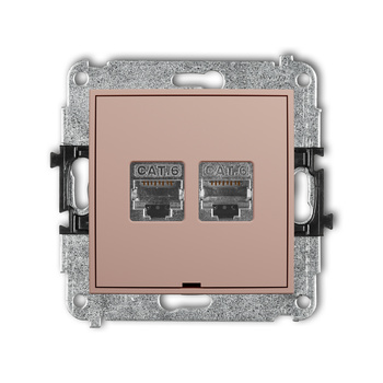 KARLIK MINI 62MGKBO-6 Mechanizm gniazda komputerowego podwójnego 2xRJ45, kat. 6, ekranowany, 8-stykowy, bez pola opisowego