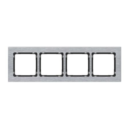 KARLIK DECO 7-12-DRA-4 Ramka uniwersalna poczwórna - aluminium szczotkowane (ramka: srebrna; spód: czarny)