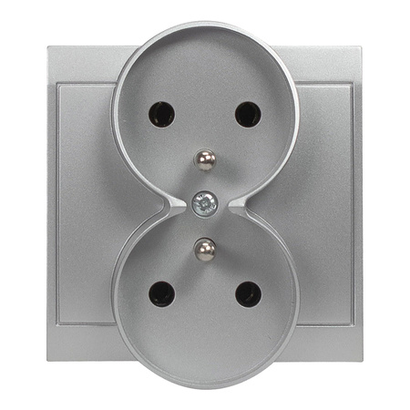 Gniazdo podwójne p/t 2x2P+Z Luna, 16A, 250V, PT-6LR, srebrny