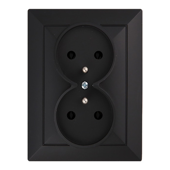 Gniazdo podwójne p/t 2x2P+Z Pearl, 16A, 250V, PT-6 P, czarny