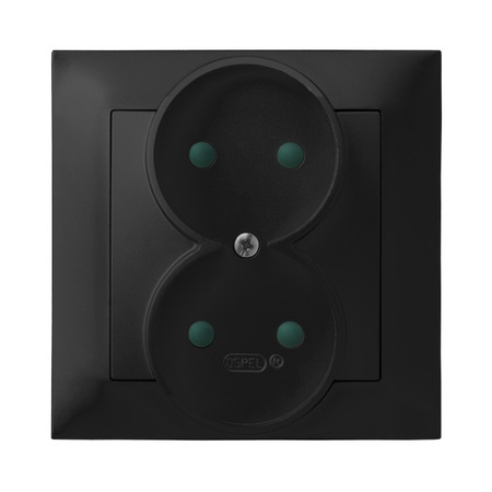 OSPEL IMPRESJA GP-2YP/33 Gniazdo podwójne z przesłonami, kompletne