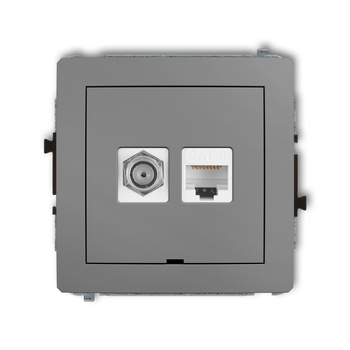 KARLIK DECO 27DGFKBO-3  Gniazdo antenowe pojedyńcze typu F (SAT) + gniazda komp. poj. 1xRJ45