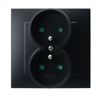 OSPEL SZAFIR GP-2ZZP/33 Gniazdo podwójne z/u z przesłonami, kompletne