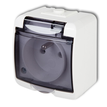 KARLIK JUNIOR GHE-1dp  Gniazdo pojedyncze z uziemieniem 2P+Z (klapka dymna; przesłony torów prądowych)