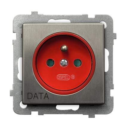 OSPEL SONATA STAL INOX GP-1RMZDP/m/37 Gniazdo pojedyncze z uziemieniem DATA z przesłonami torów prądowych