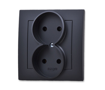 OSPEL AS GP-2G/33 Gniazdo podwójne z ramką czarny metalik
