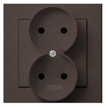 OSPEL SONATA GP-2R/40 Gniazdo podwójne kompletne z ramką czekoladowy
