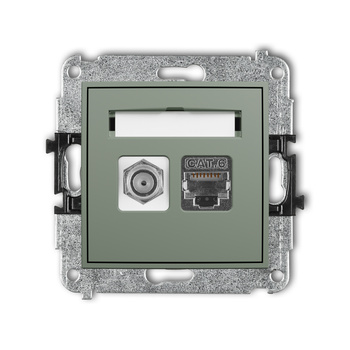 KARLIK ICON 61IGFK-5 Mechanizm gniazda antenowego poj. typu F (SAT) + gniazda komp. poj. 1xRJ45, kat. 6 ekranowany, 8-stykowy