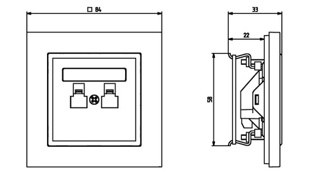 OSPEL SONATA GPT-2RN/m/00 Gniazdo telefoniczne podwójne niezależne
