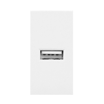 NOEN USB, port modułowy 22,5x45mm z ładowarką USB, 2,1A 5V DC, biały